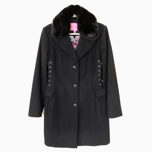 Betsey Johnson Black Wool Corset Coat